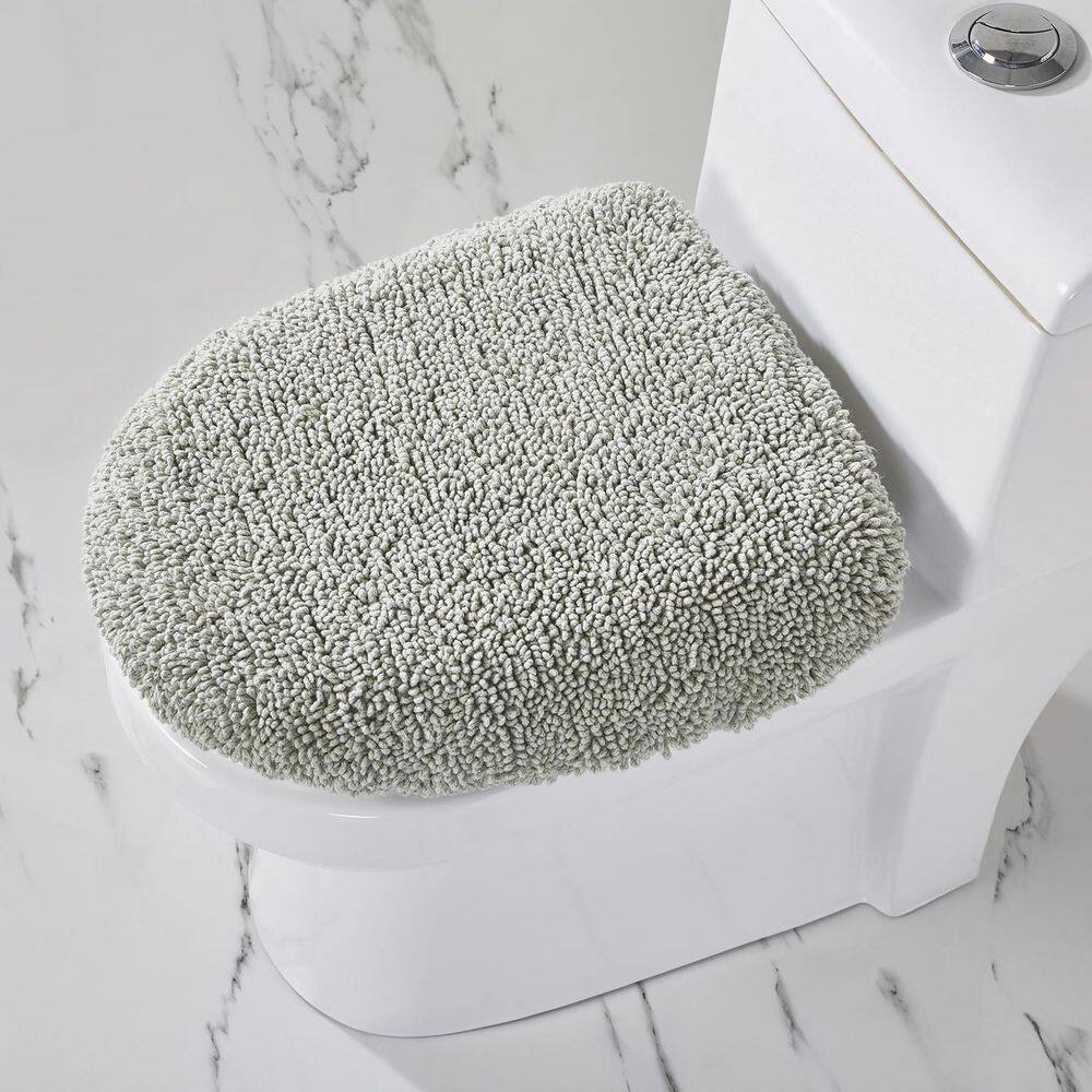 Dark Sage Cotton Tufted 18" x 20" Toilet Lid Cover