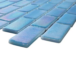 Glass Tile Love Selfless 22.5 in. x 13.25 in. Blue Subway Glossy Glass Mosaic Tile for Wall or Floor (9.68 sq. ft./case)