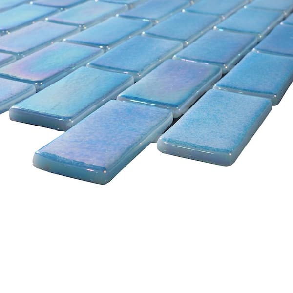 Glass Tile Love Selfless Subway Blue 22.5 in. x 13.25 in. Glossy Glass Patterned Mosaic Wall Tile (9.68 sq. ft./Case)