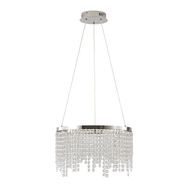 Logmey 15.7 in. 1-Light 3-Light Colors Adjustment Integrated LED Chrome Luxury Modern Crystal Chandelier for Dining Room