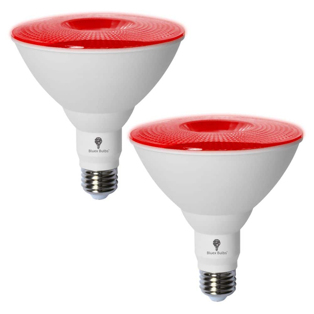 BLUEX BULBS 120-Watt Equivalent PAR38 Decorative Indoor/Outdoor LED Light Bulb in Red (2-Pack) -  RED-PAR38-18W