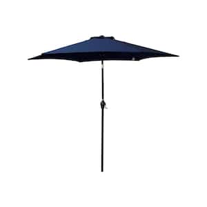 9 ft. Metal Market Patio Umbrella in Navy Blue