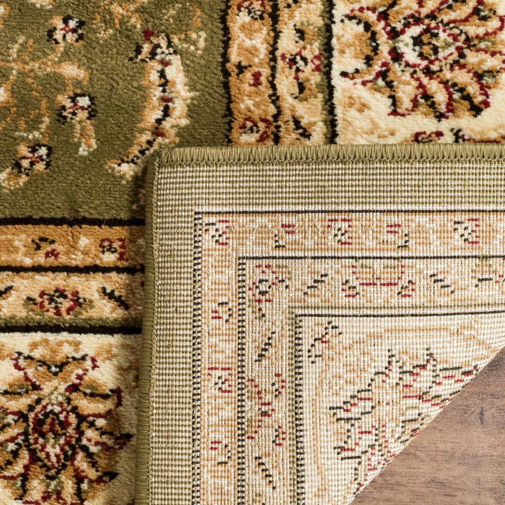 Sage and Ivory Synthetic Rectangular Area Rug, 9' x 12'
