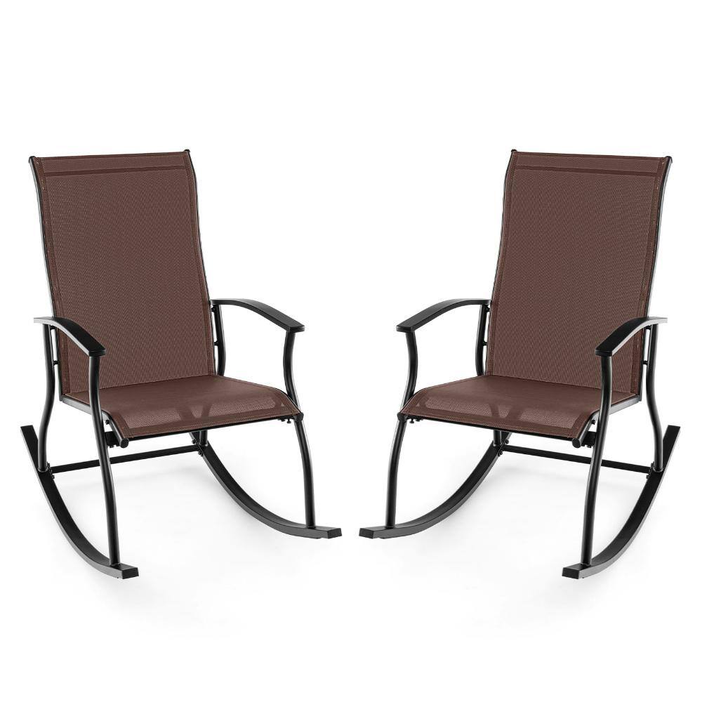 Set of 2 Outdoor Rocking Chairs with Breathable Backrest and 330 lb. Capacity in Brown price history on PriceWatchPro