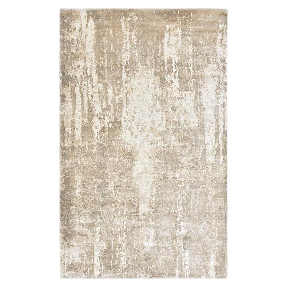 Solo Rugs Hagues Contemporary Abstract Beige 8 ft. x 10 ft. Hand Loomed