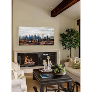 12 in. H x 24 in. W "New York Colors" by Parvez Taj Printed White Wood Wall Art