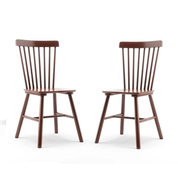 LUE BONA Windsor Walnut Solid Wood Dining Chairs for Kitchen and