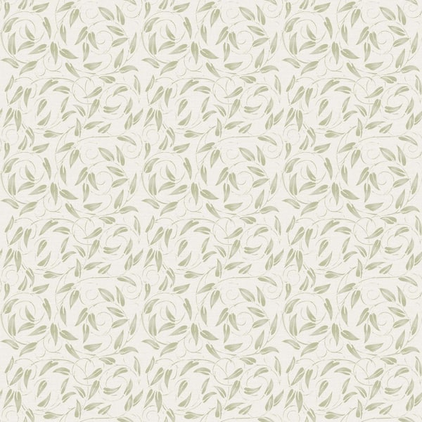 Unbranded Llewelyn-Bowen Off The Wall Light Green Floral Tit Willow Matte Finish Non-Pasted Non-Woven Wallpaper Sample
