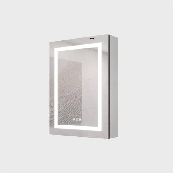 28 in. W x 20 in. H Frameless Rectangular Silver Aluminum Surface Mount Medicine  Cabinet with Mirror and LED Light XBYQ-YG-1 - The Home Depot