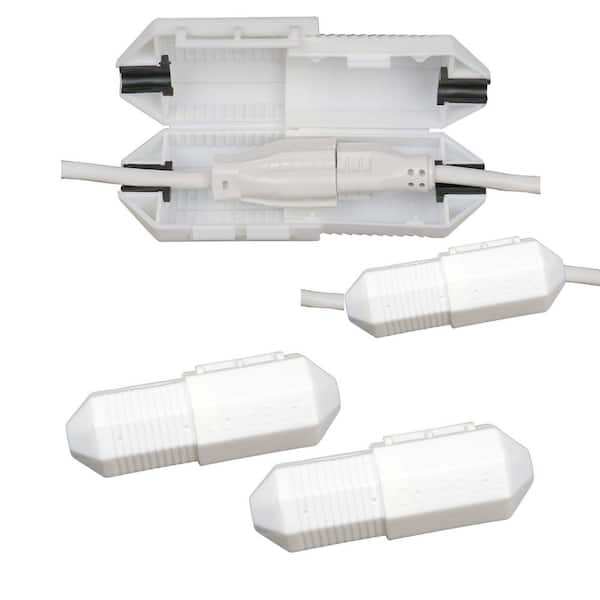 Extension Cord Safety Cover, Plug Protector for Lights, Power Tools, Weather Resistant, Indoor/Outdoor, White 2-Pack