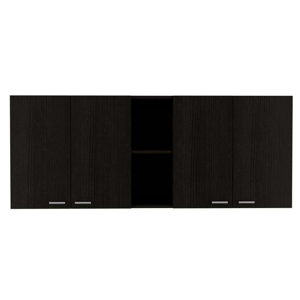 59 in. W x 12.4 in. D x 23.6 in. H Black Ready to Assemble Wall Mount Upper