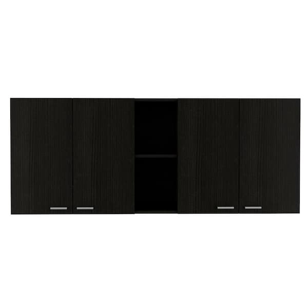 Aoibox 59 in. W x 12.4 in. D x 23.6 in. H Black Ready to Assemble Wall Mount Upper Base Kitchen Cabinet w/ 2-Doors, Shelves
