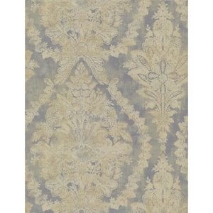 Ronald Redding Silver Charleston Damask Paper Unpasted Matte Wallpaper 27 in. x 27 ft.