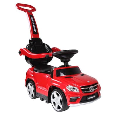 Baby 4-in-1 Mercedes Push Car Stroller with LED Lights, Red