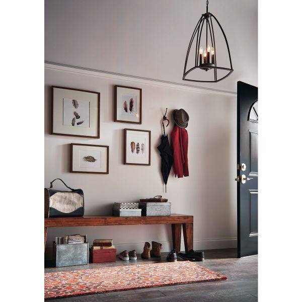 Elegant Antique Bronze 4-Light Open Foyer Pendant with Glass Cluster