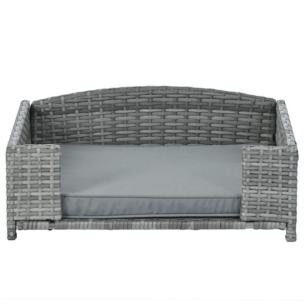 Tidoin Small to Medium Gray Wicker Dog Bed with Cushion DREAMYDW1113 The Home Depot