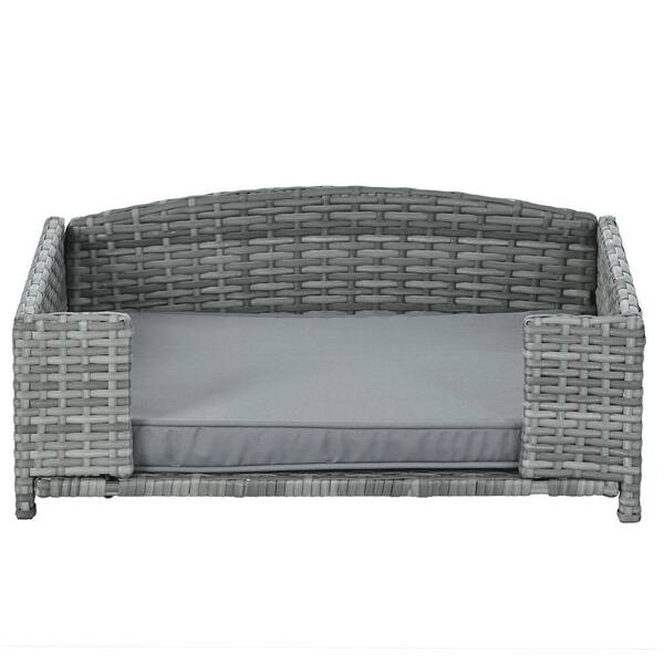 Tidoin Small to Medium Gray Wicker Dog Bed with Cushion DREAM-YDW1-113 ...