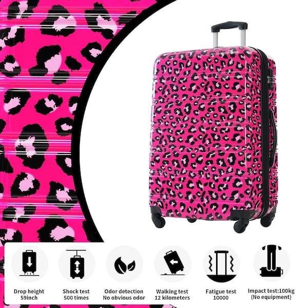Merax Lightweight Durable 3-Piece Hot Pink Leopard Expandable PC