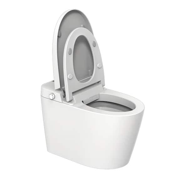 Aoibox 12 in. Rough-In 1-Piece 1.06/1.27 GPF Single Flush Elongated Smart Toilet in White, Seat Included
