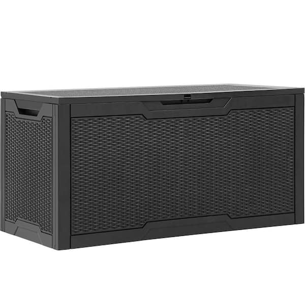 spca Outdoor All-Weather 100 gal. Plastic Resin Deck Box in Black