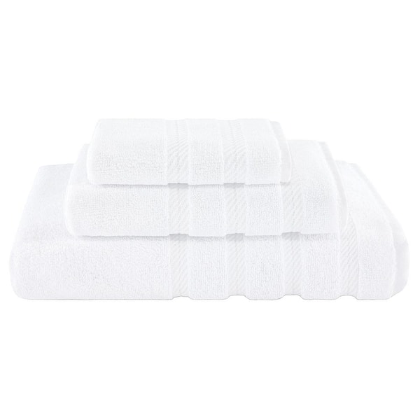 American Soft Linen Bath Towel Set 100% Turkish Cotton 3 Piece Towels for Bathroom- Bright White