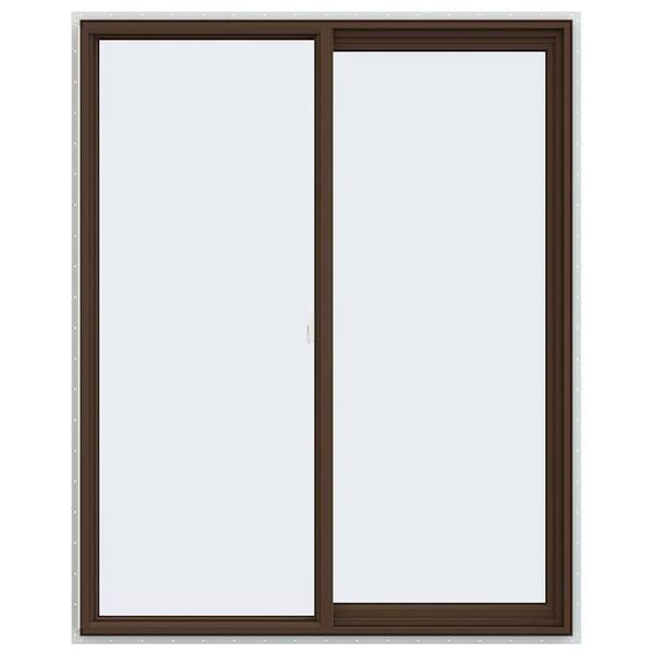 JELD-WEN 47.5 in. x 59.5 in. V-2500 Series Brown Painted Vinyl Right-Handed Sliding Window with Fiberglass Mesh Screen