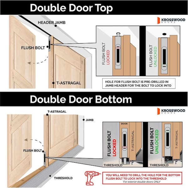 64 in. x 80 in. Craftsman Knotty Alder Right-Hand/Inswing Double 6-Lite Clear Glass Unfinished Wood Prehung Front Door