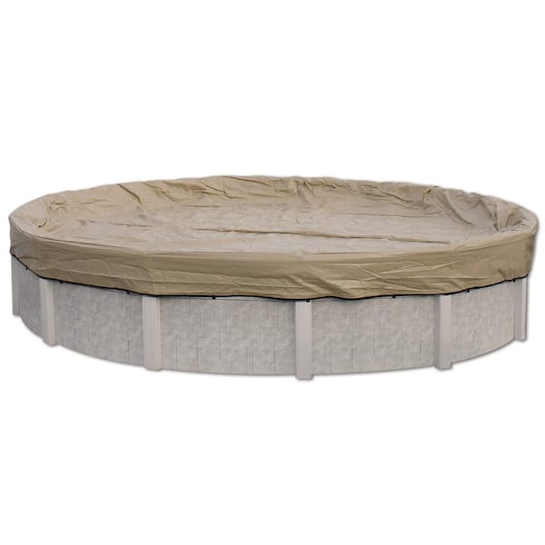 Unbranded 20-Year 12 ft. x 24 ft. Oval Tan Above Ground Winter Pool Cover