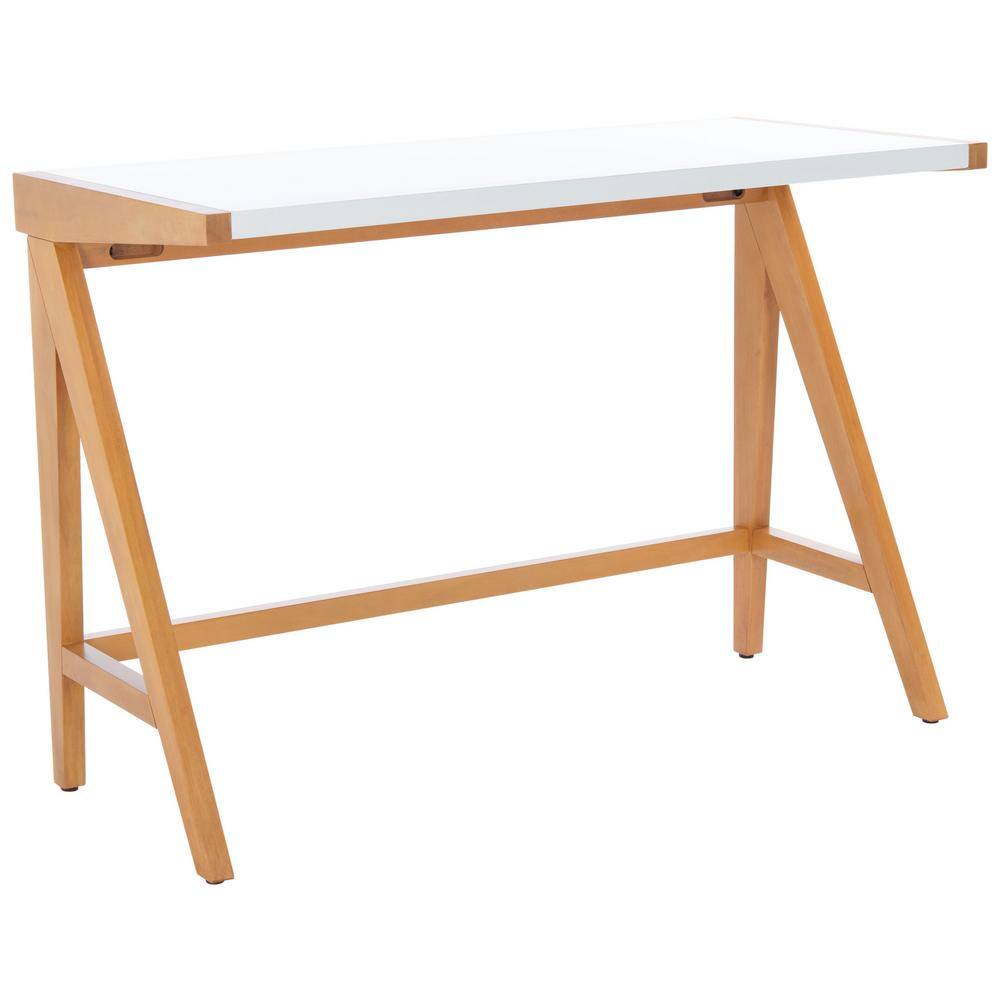 Ripley 46'' Oak and White Industrial Farmhouse Writing Desk