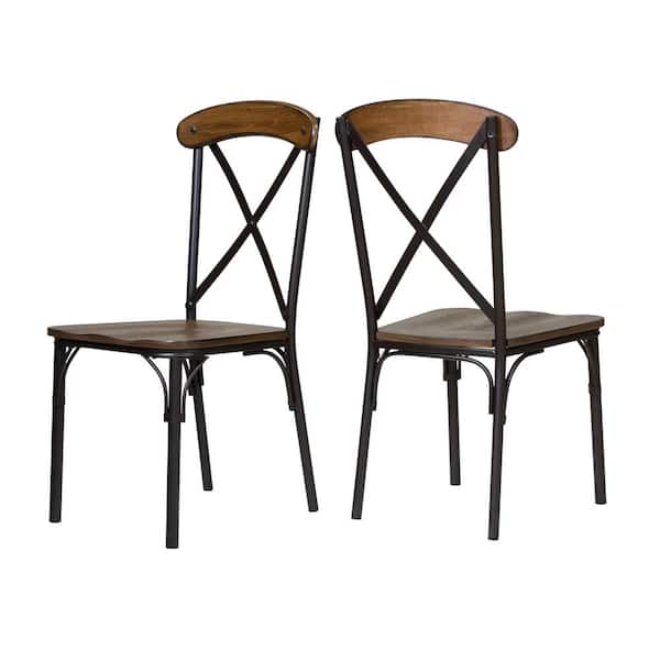 Furniture of America Averyn Brown Crossed Back Side Chair (Set of 2)