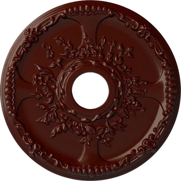 Ekena Millwork 1-3/8" x 18" x 18" Polyurethane Antioch Ceiling Medallion, Brushed Mahogany