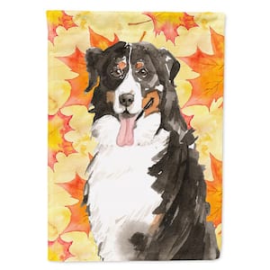 11 in. x 15-1/2 in. Polyester Fall Leaves Bernese Mountain Dog 2-Sided 2-Ply Garden Flag