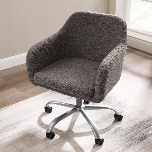 Linon Home Decor Barnes Cream Sherpa Upholstered 17 in. - 21 in. Adjustable Height Office Chair