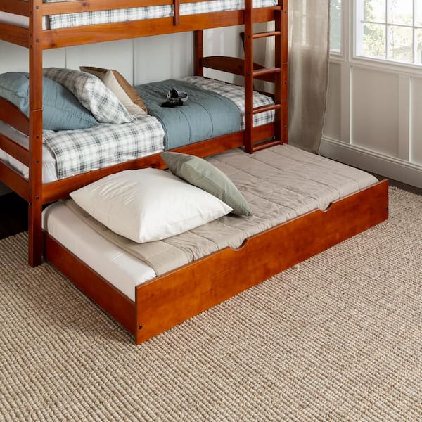 Walker Edison Furniture Company Espresso Solid Wood Twin Trundle Bed Frame (Trundle Unit Only)