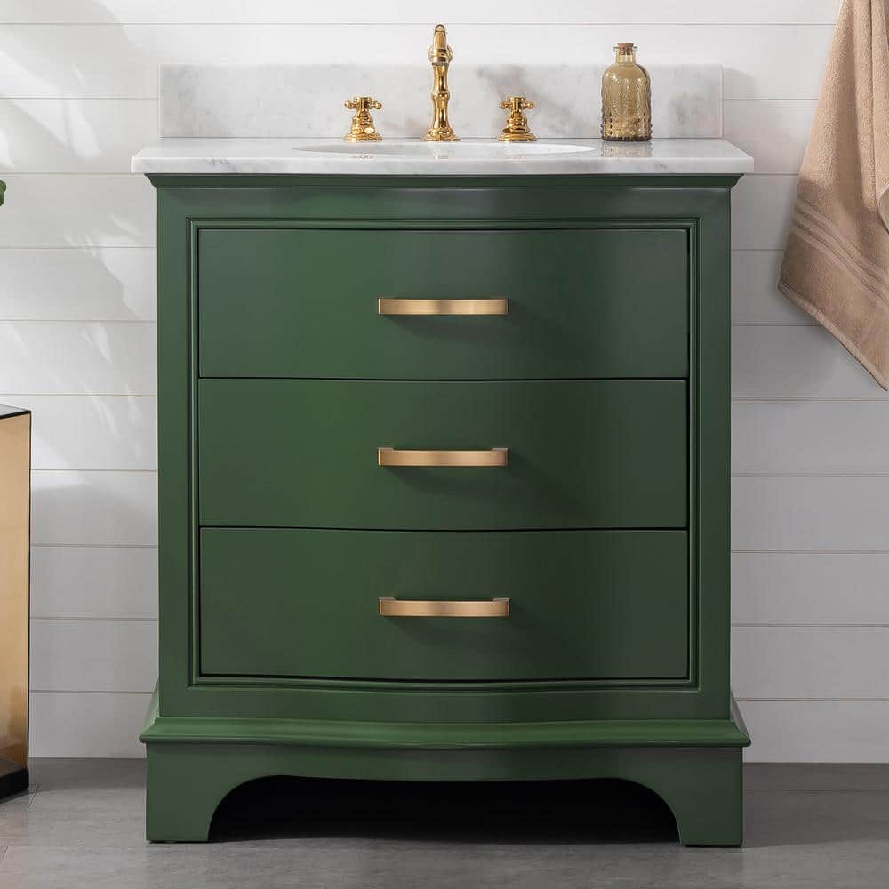 Evergreen Solid Wood Freestanding Vanity with Marble Top