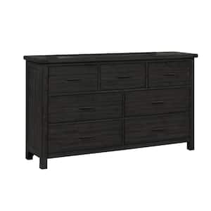 Gray and Black 7-Drawer 68.13 in. Wide Dresser Without Mirror