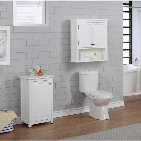 Alaterre Furniture Dorset 27 In W Wall Mounted Bath Storage Cabinet With 2 Doors And Open Shelf White Anva74wh - Wall Mounted Open Bathroom Cabinet
