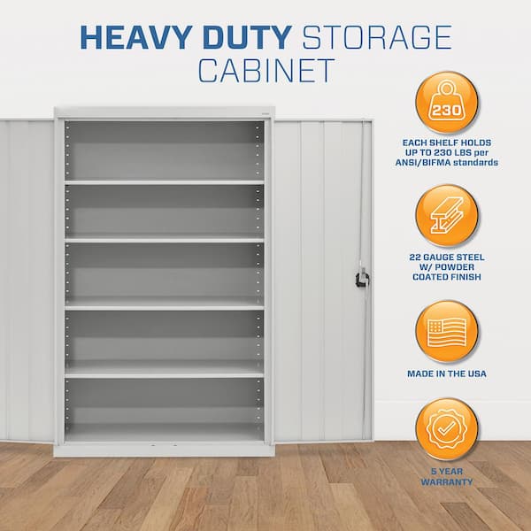 Elite Series Steel Freestanding Garage Cabinet in Gray (46 in. W x 72 in. H x 24 in. D)