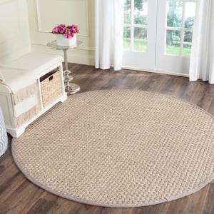 Natural Fiber Beige/Gray 6 ft. x 6 ft. Round Border Area Rug