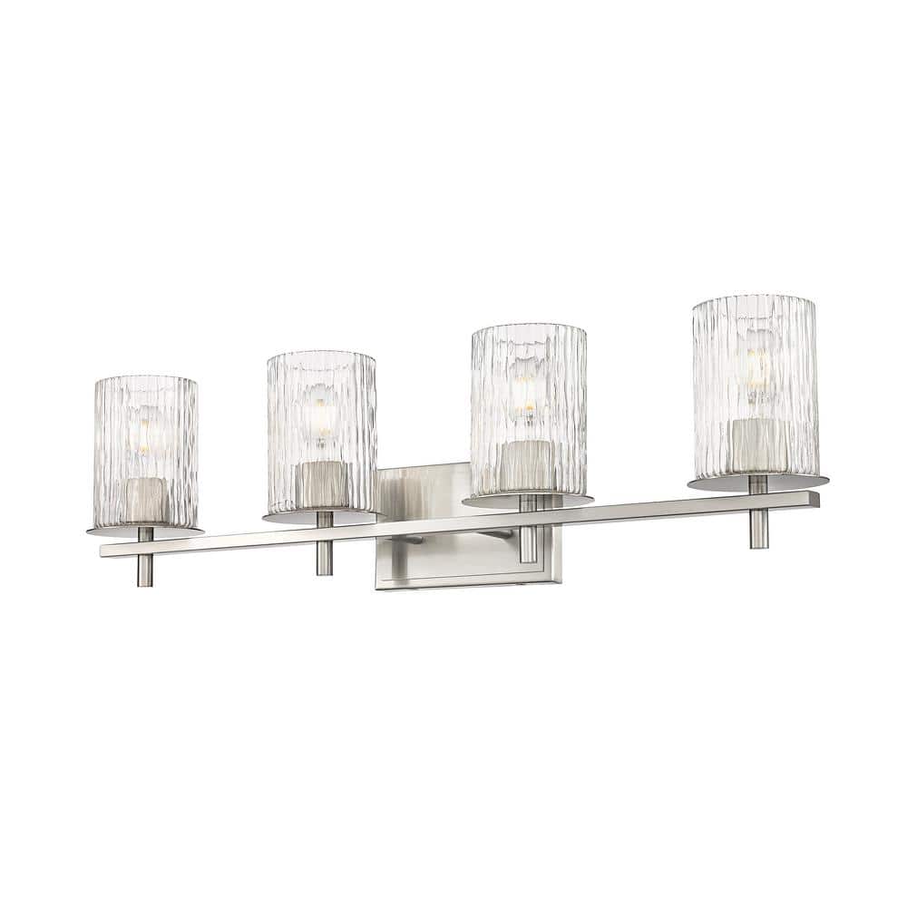 Brushed Nickel 31" 4-Light Cylinder Vanity Light