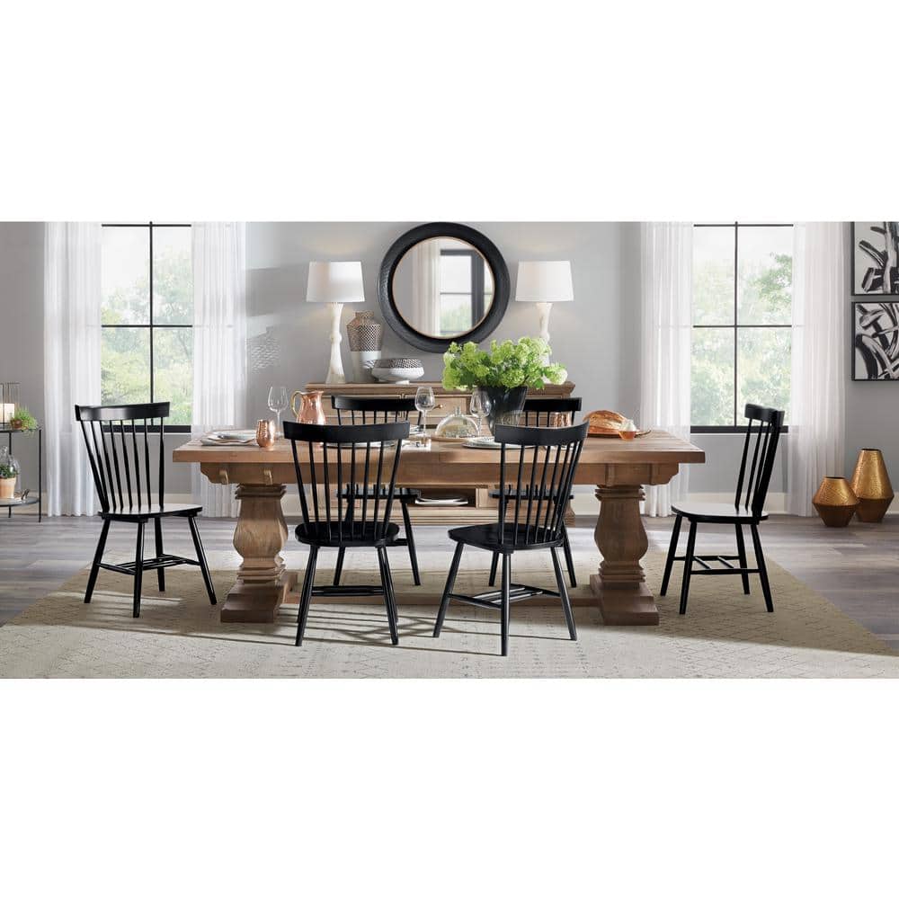 Black High Windsor Wood Slat Side Chair
