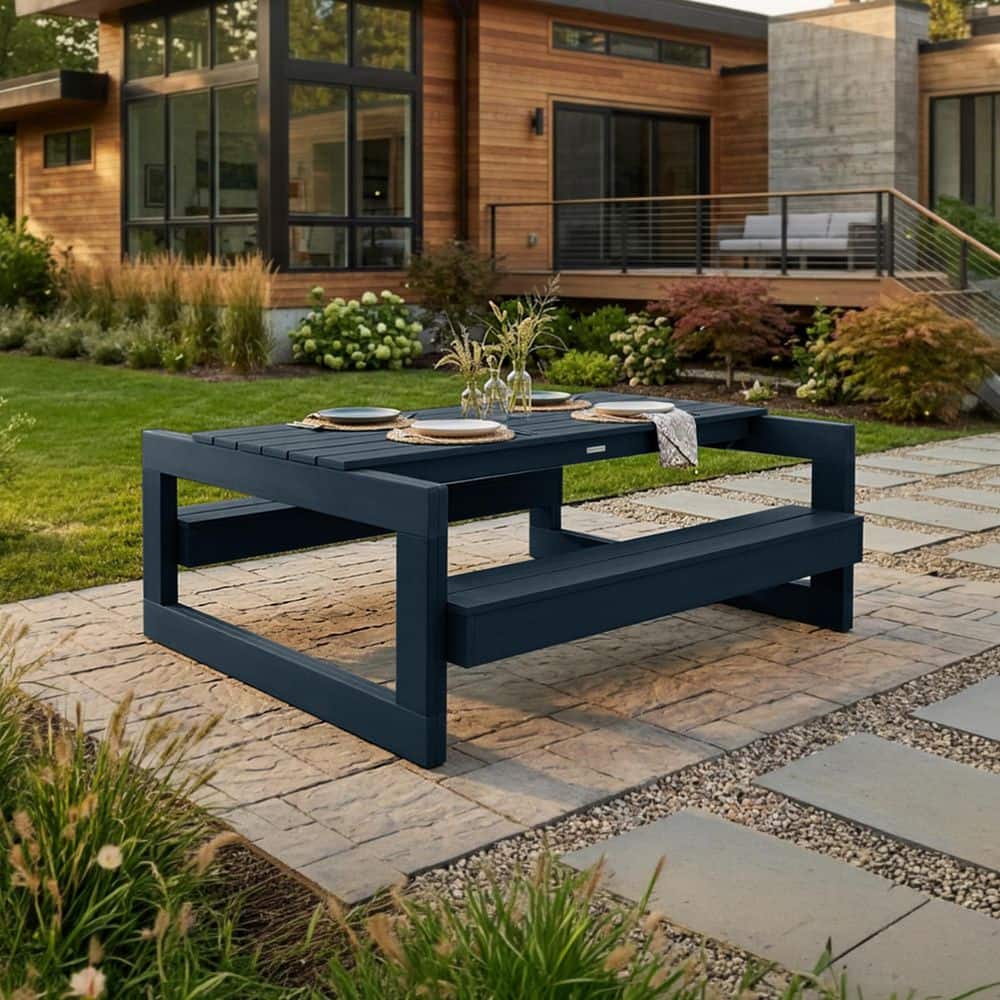 Monroe Modern 72 in. Federal Blue Rectangle HDPS Poly Lumber Recycled Plastic Picnic Table Seats 6 People price history on PriceWatchPro