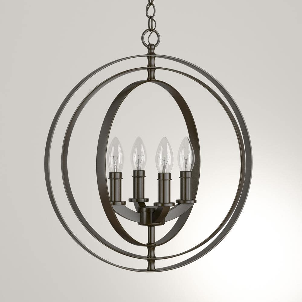 Antique Bronze 4-Light Globe Foyer Pendant