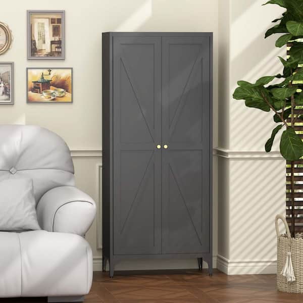 27.5 in. W x 14 in. D x 65 in. H Black Metal Outdoor Storage