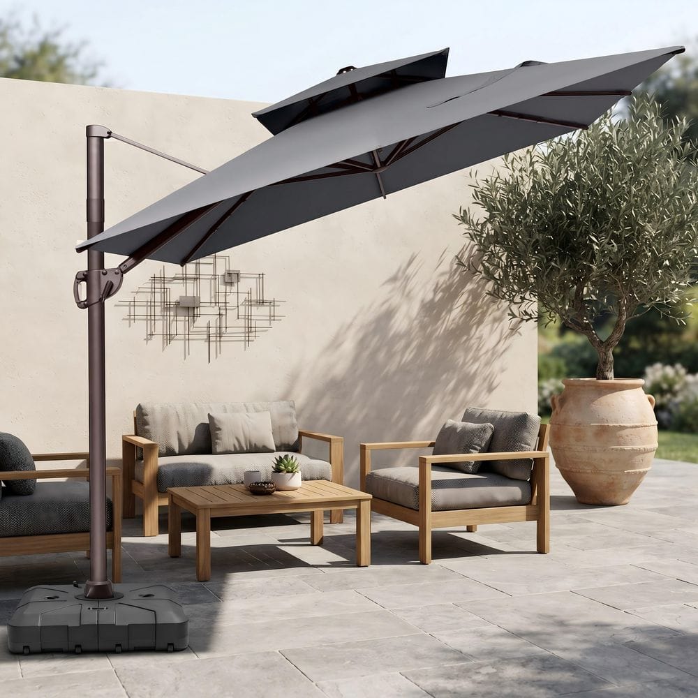 cloud mountain patio umbrella Modern White Outdoor Tilt Enhance your outdoor living with our premium Solar Lighted Umbrella CLOUDFLY 11 ft. x 9