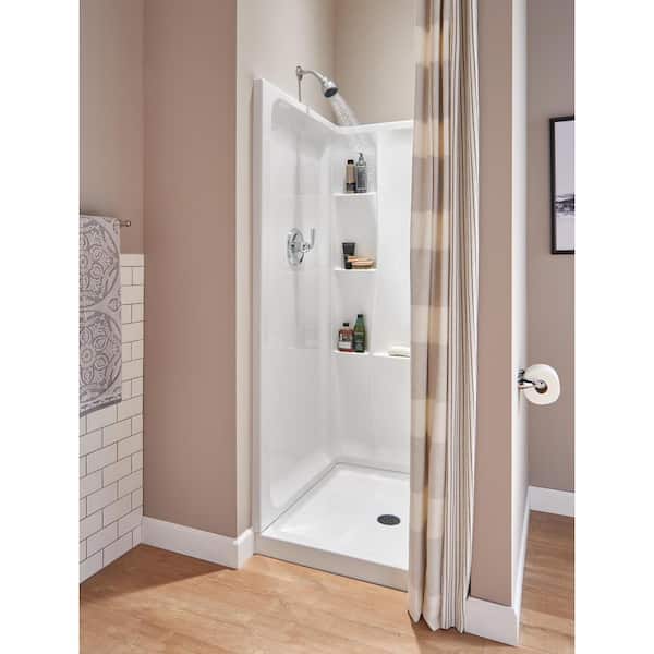 Delta Classic 400 36 in. W x 74 in. H Three Piece Direct-to-Stud Alcove Shower Wall Surround in High Gloss White