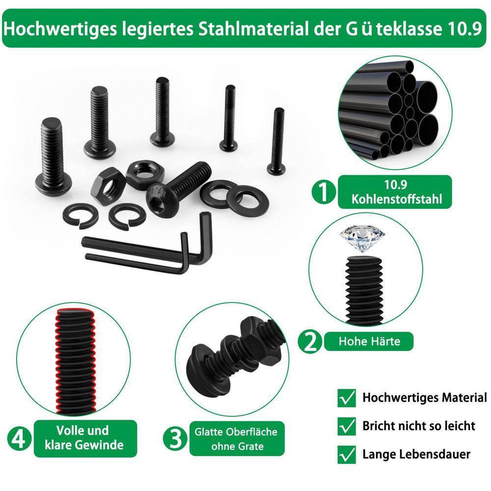 1500-Piece Black Zinc Plated Alloy Steel Screws Nuts and Washers Kit