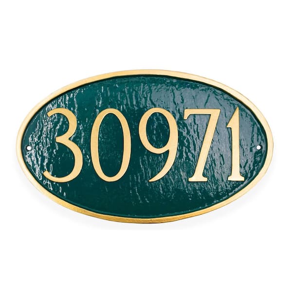 Classic Oval Small Address Sign Plaque - Hunter Green/Gold