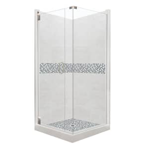 Del Mar Grand Hinged 36 in. x 36 in. x 80 in. Left-Hand Corner Shower Kit in Natural Buff and Satin Nickel