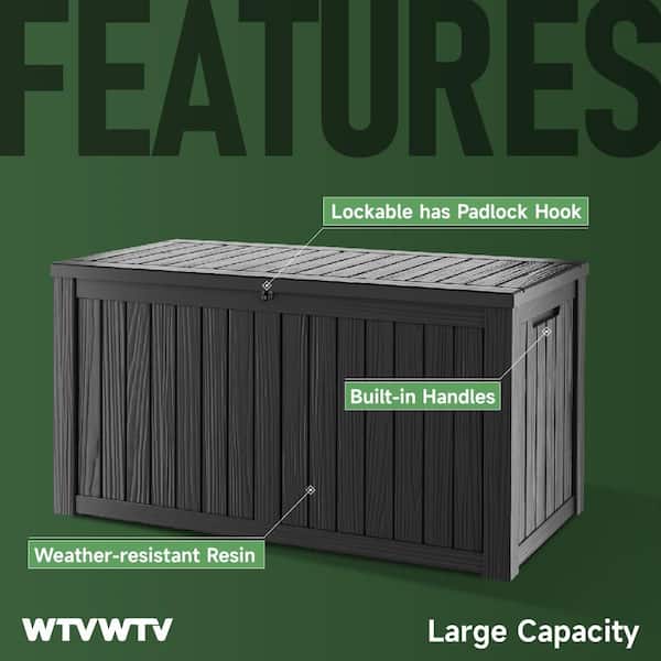 150 Gal. Waterproof Outdoor Resin Storage Deck Box, Large Lockable Capacity, Versatile Deck Storage Bench